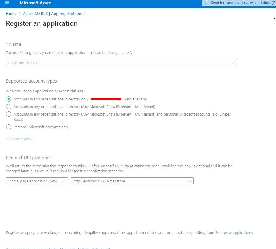 Create azure application